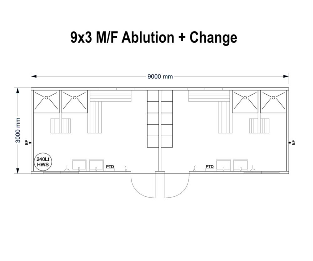 9x3 m/f ablution and changeroom